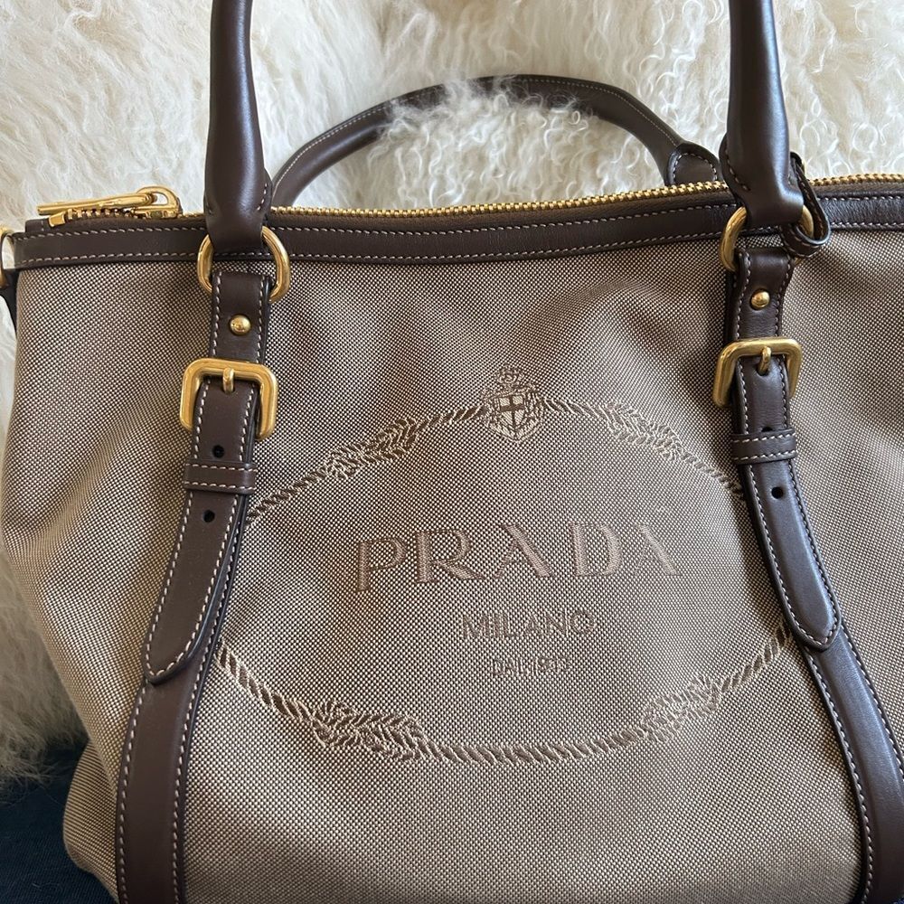 PRADA Jacquard Logo Tote Corda Bruciato - Picture 3 of 6